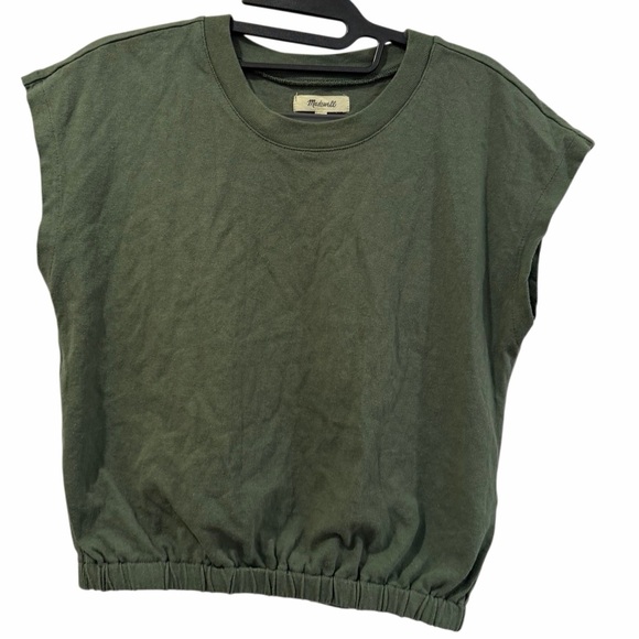 Madewell Olive Green Cinched Muscle Tee • 100% Cotton - Picture 2 of 5